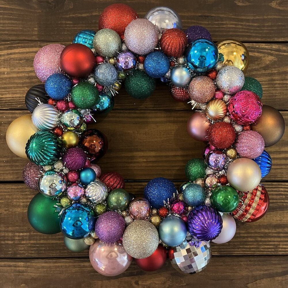 One of a kind Beautiful Balls Wreath Door Hanger RAINBOW Colors Wreath Decor